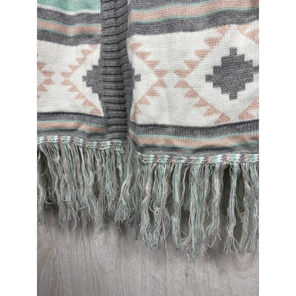 Lil Bees Aztec Fringe Cardigan Sweater Jacket Boho Western Tribal L - Picture 6 of 8